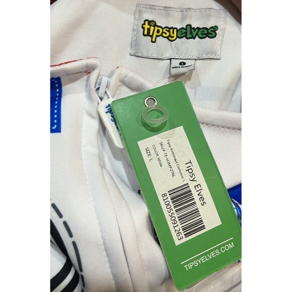 Mens Large Astronaut Costume Full Zip Jumpsuit Hood Halloween Cosplay Party NWT - Picture 8 of 8